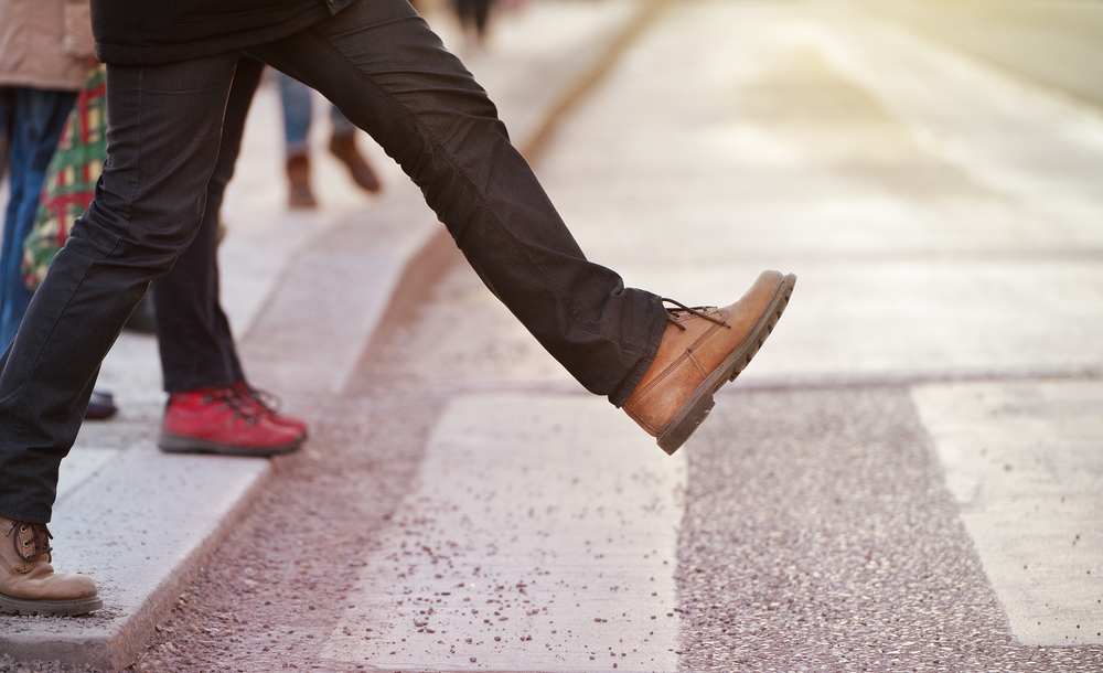 crossing the road