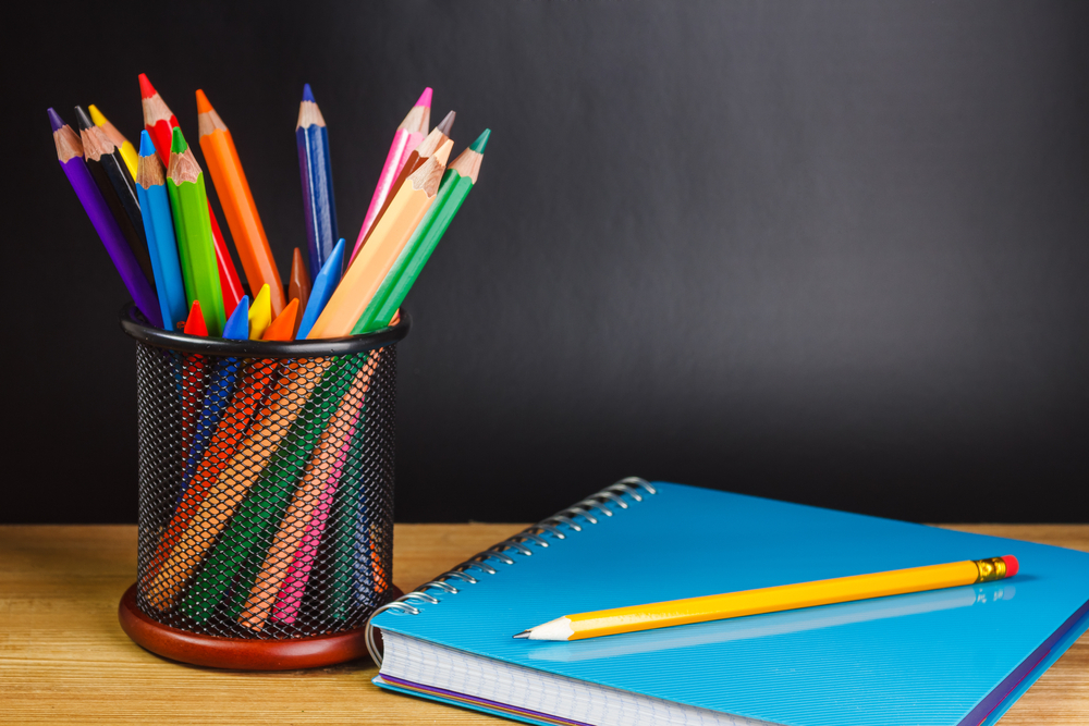 Coloured pencils in a pot