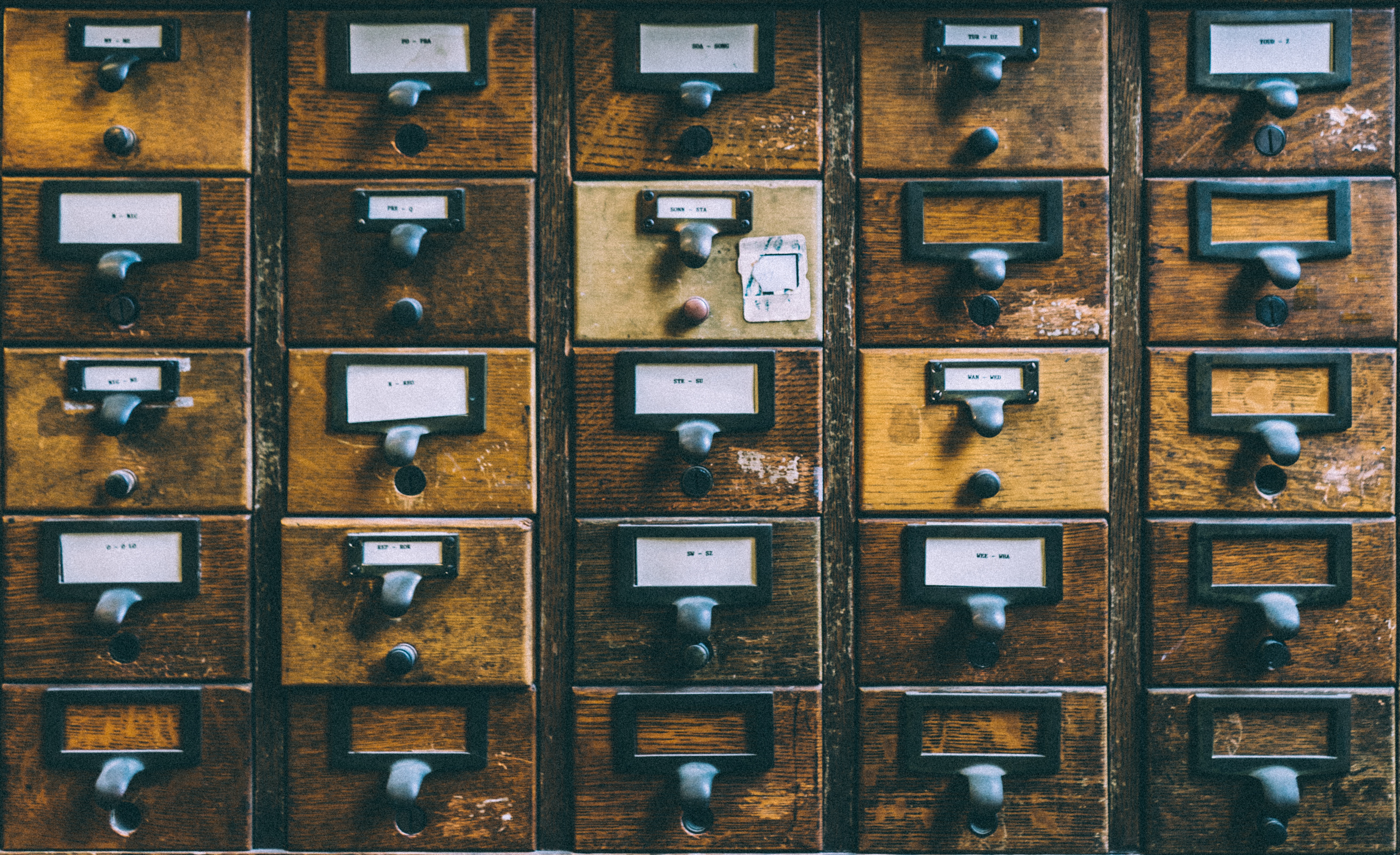 Small wooden filing drawers