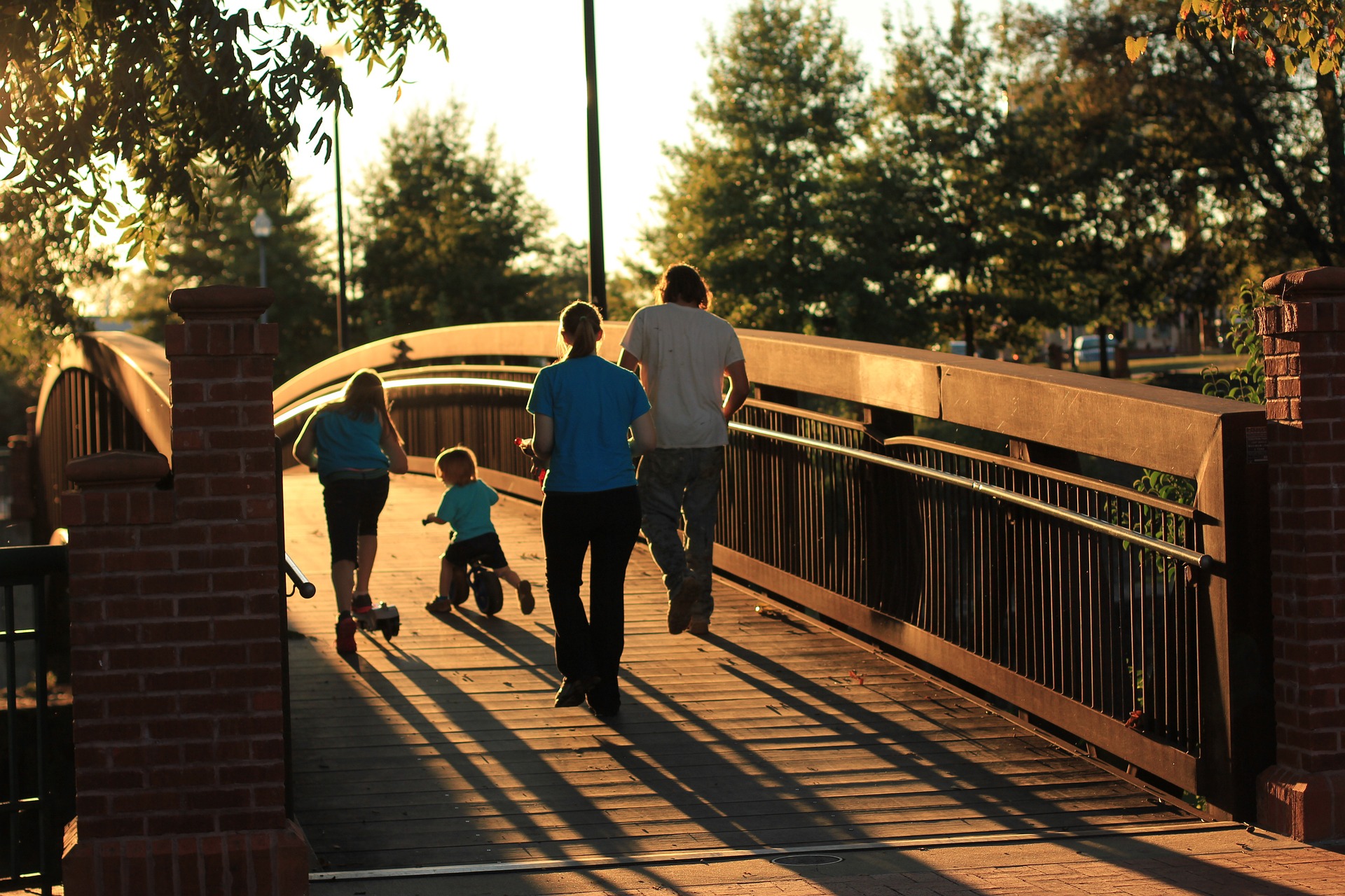 Family therapy walking outdoors