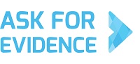 Ask for evidence logo which links to blog on S4BE website "Stand up for science and Ask for Evidence"